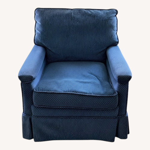 Used Vintage Blue Velvet Armchair for sale on AptDeco