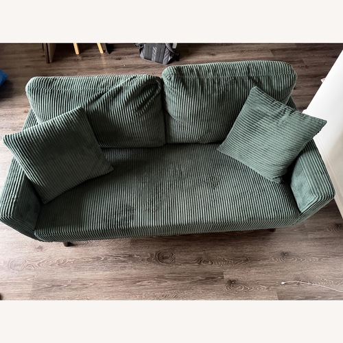Used 65" Corduroy Loveseat With Matching Pillows Sofa for sale on AptDeco