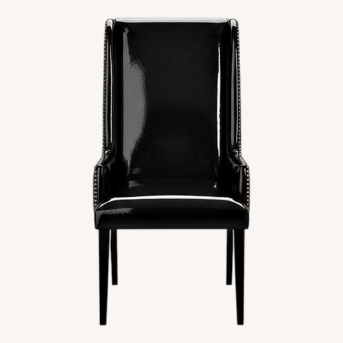 Used CB2 Reynolds Black Patent Leather Dining Chairs for sale on AptDeco