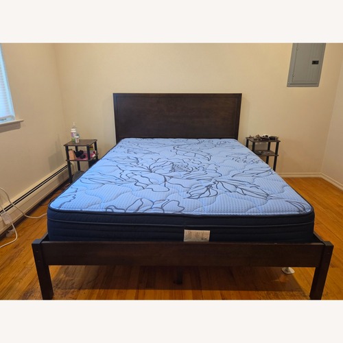Used Bed Bath & Beyond Dark Brown Wood Queen Bed for sale on AptDeco