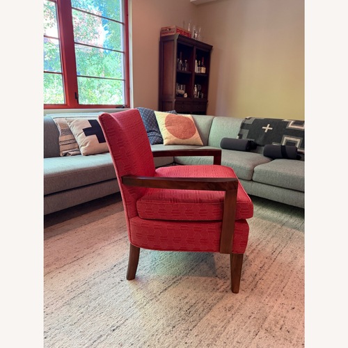 Used Crate & Barrel Cavett Walnut Upholstered Armchair for sale on AptDeco