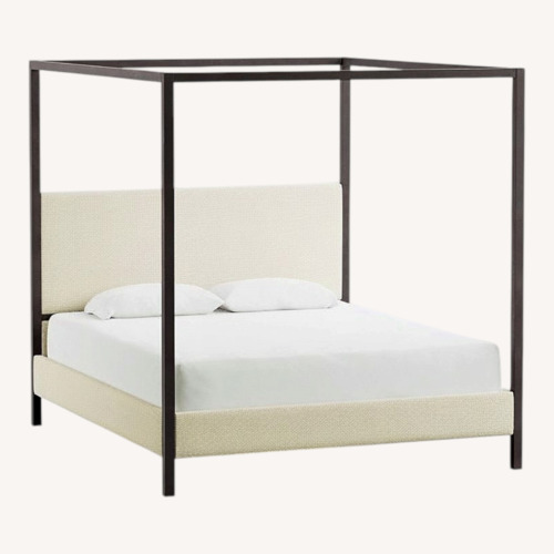 Used Pottery Barn Black Atwell Canopy Metal King Bed for sale on AptDeco
