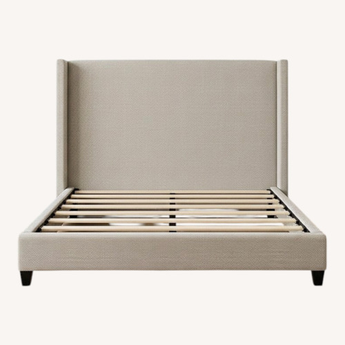 Used Pottery Barn Elliott Ivory Fabric Queen Bed for sale on AptDeco