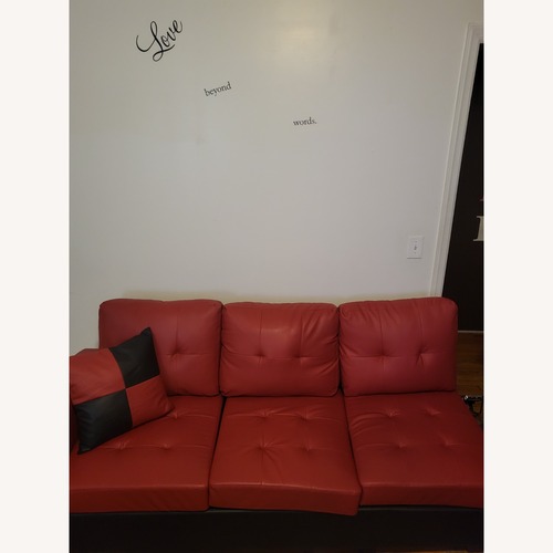 Used Ashley Furniture Red Leather 3+ Seater Sofa for sale on AptDeco