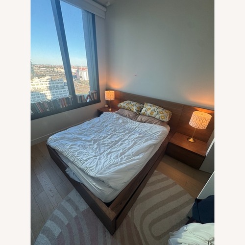 Used EQ3 Light Brown Wood Queen Bed for sale on AptDeco