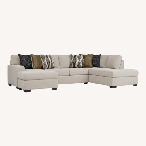 Used Beige 3 Piece Sectional With Storage Ottoman for sale on AptDeco