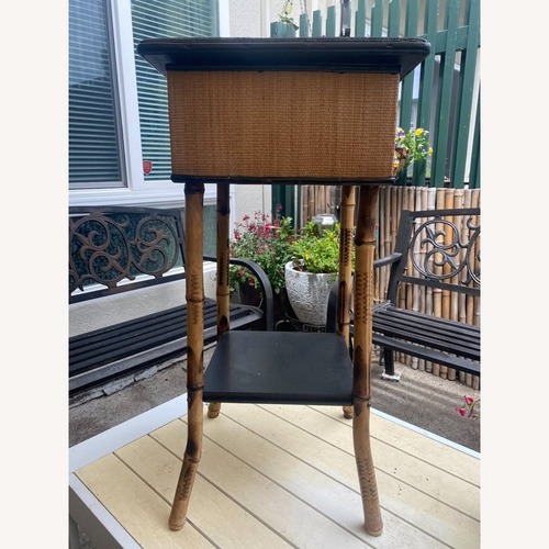 Used Vintage Tiger Tortoise Bamboo Pedestal Table for sale on AptDeco