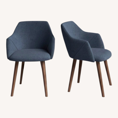 Used Allmodern 3 Blue Upholstered Dining Chairs for sale on AptDeco
