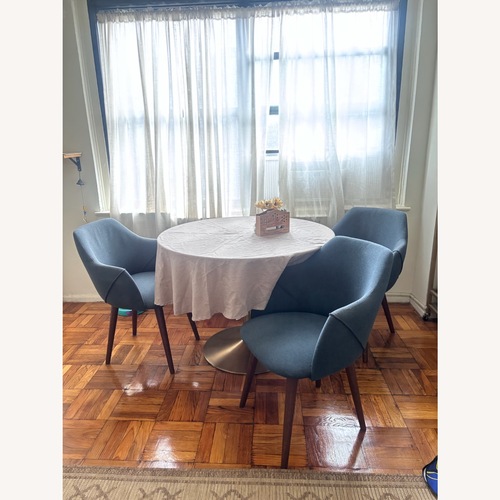 Used Allmodern 3 Blue Upholstered Dining Chairs for sale on AptDeco