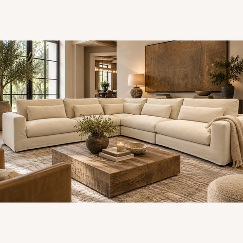 Used Restoration Hardware Lugano 5-Piece Sectional – Sand, Down-Feather for sale on AptDeco