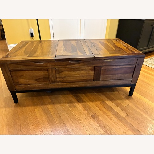 Used Crate & Barrel Tucker Grey Rectangular Trunk for sale on AptDeco