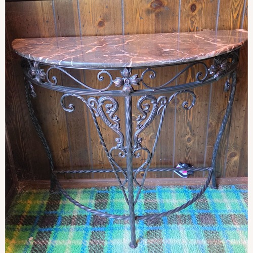Used Half Round Console With Marble Top for sale on AptDeco