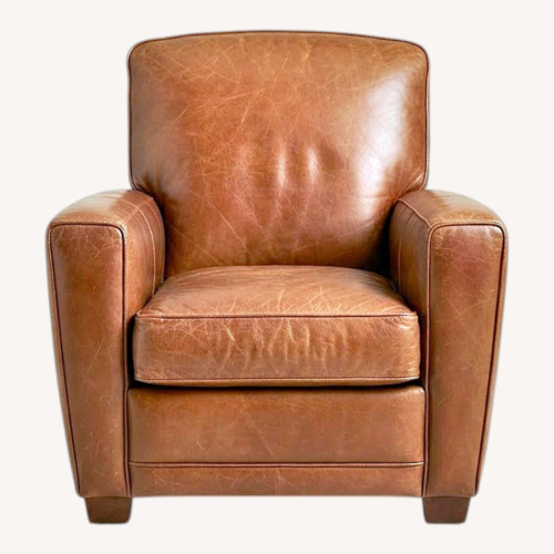 Used Ethan Allen Leather Chair with Ottoman for sale on AptDeco