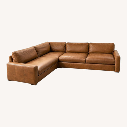 Used Custom Arhaus Fossil Leather 2 Piece Sectional for sale on AptDeco