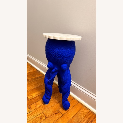 Used Klein Blue Octopus Marble Top Side Table for sale on AptDeco