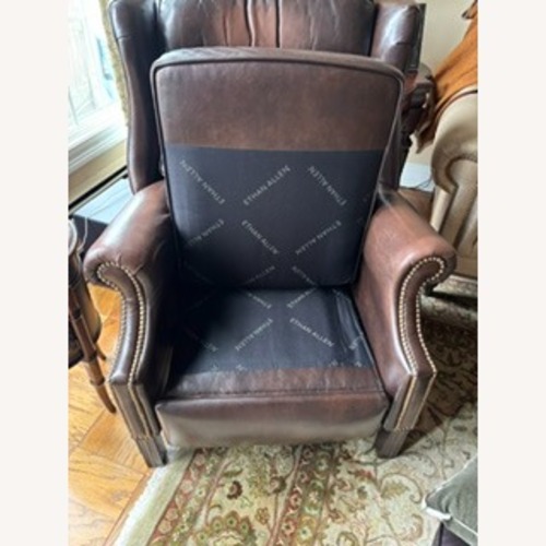 Used Ethan Allen Leather Recliner with Nailhead Trim for sale on AptDeco
