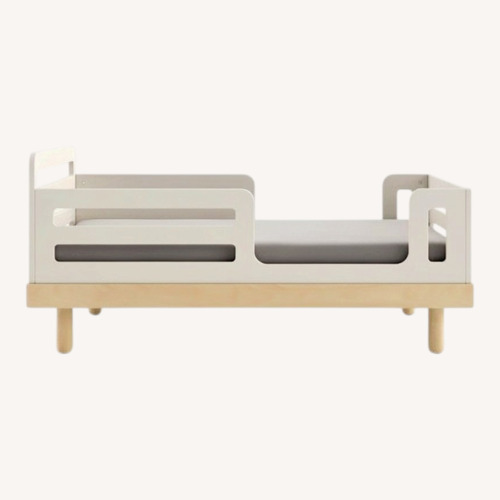 Used Oeuf Classic Toddler Bed White and Dark Wood for sale on AptDeco