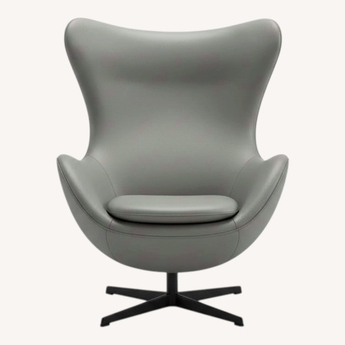 Used Noomi Light Gray Leather Accent Chair and Ottoman for sale on AptDeco