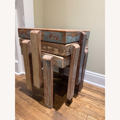 Used Handmade Teak Stacking Side Tables for sale on AptDeco