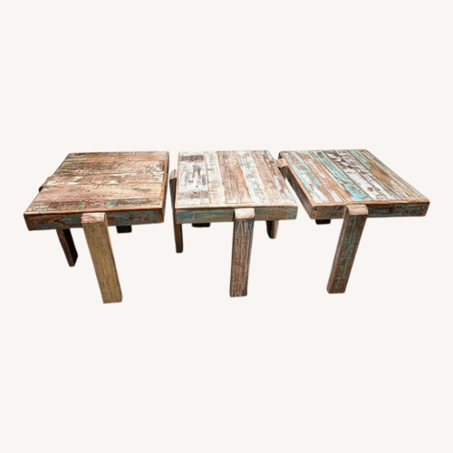 Used Handmade Teak Stacking Side Tables for sale on AptDeco