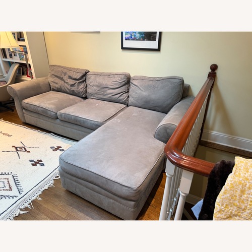 Used Pottery Barn Pearce Grey Fabric Pottery Barn Sectional Sofa for sale on AptDeco