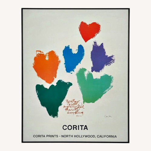 Used Framed Corita Kent Love Poster Hearts Print for sale on AptDeco