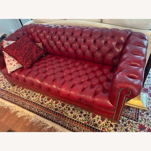 Used Red Leather 3+ Seater Sofa for sale on AptDeco