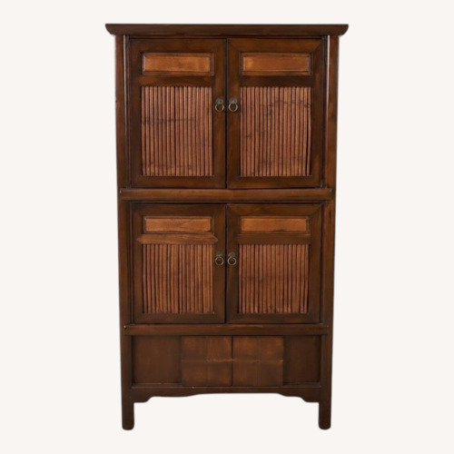 Used Dark Brown Bamboo and Wood TV Cabinet for sale on AptDeco
