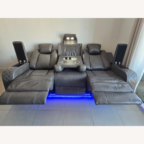 Used Power Reclining Sofa W Adjustable Headrests + USB for sale on AptDeco
