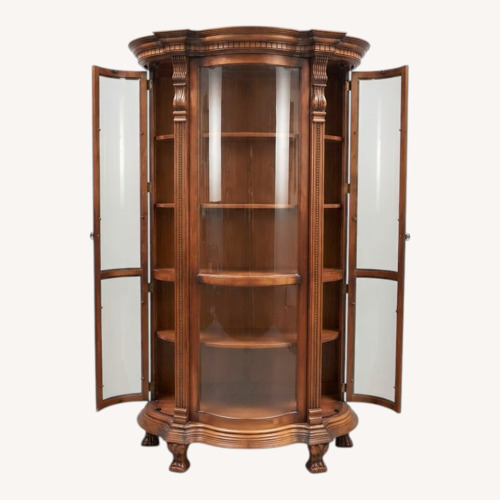 Used Curved Glass Curio With Lightning for sale on AptDeco