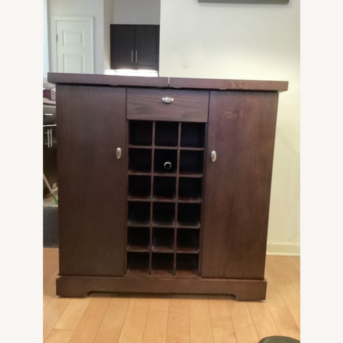 Used Crate & Barrel Dark Brown Wood Bar Cart for sale on AptDeco