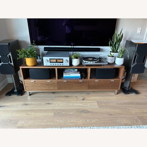 Used Room & Board Copenhagem in Walnut and Stainless Storage for sale on AptDeco
