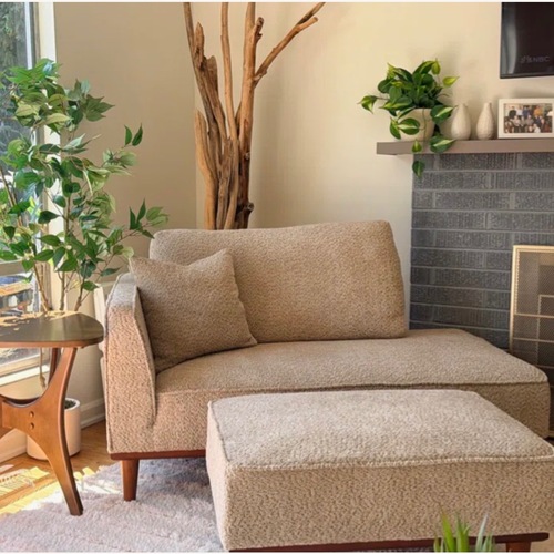 Used Boucle Chaise Lounge with Ottoman for sale on AptDeco
