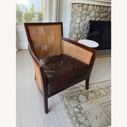 Used Dark Brown Wood Accent Chair for sale on AptDeco
