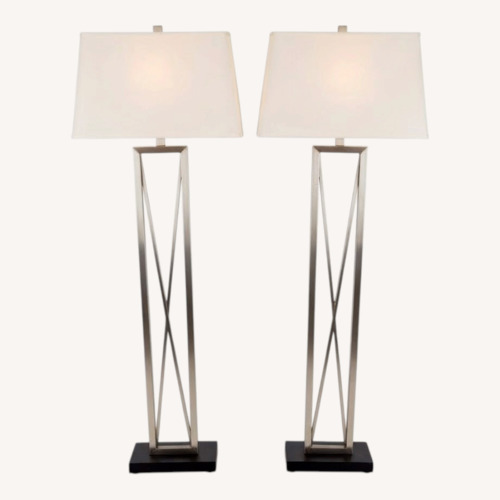 Used Pair of Restoration Hardware Clarke Silver Floor Lamps for sale on AptDeco