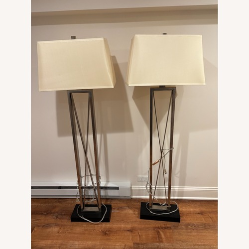 Used Pair of Restoration Hardware Clarke Silver Floor Lamps for sale on AptDeco