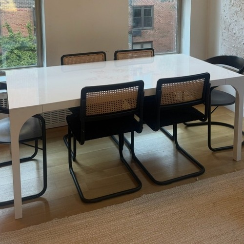Used CB2 Aqua Virgo 72" Rectangular White Dining Table for sale on AptDeco