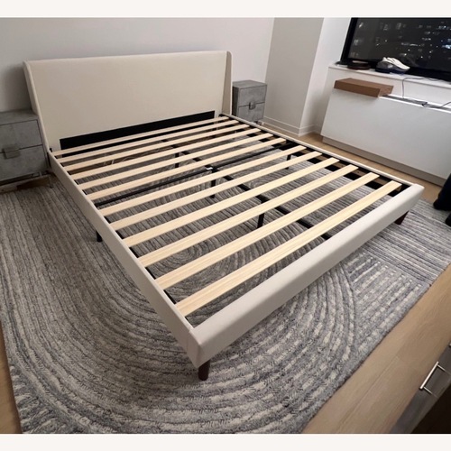 Used Home Depot White Fabric King Bed for sale on AptDeco