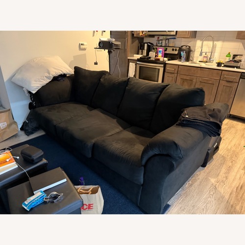 Used Raymour & Flanigan Whitman Black Fabric 3+ Seater Sofa for sale on AptDeco