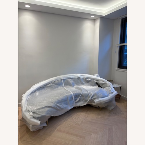 Used Jonathan Adler Ether Gray Ether 94" Curved Sofa for sale on AptDeco