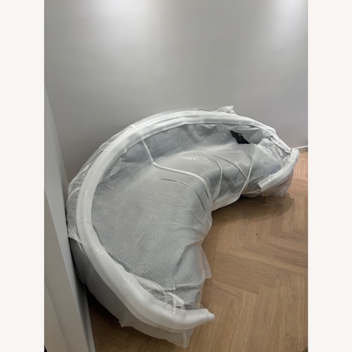 Used Jonathan Adler Ether Gray Ether 94" Curved Sofa for sale on AptDeco