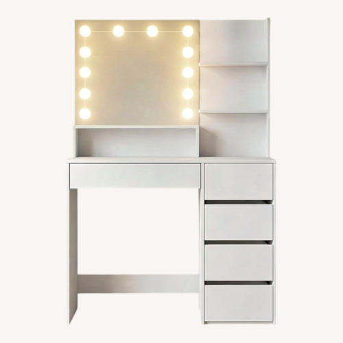 Used Makeup Vanity LED Mirror, 5 Drawers, Stool for sale on AptDeco