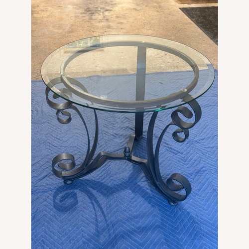 Used Metal Side Table With Glass Top for sale on AptDeco