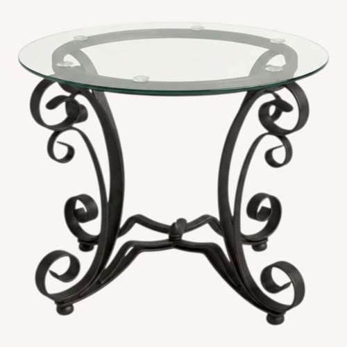 Used Metal Side Table With Glass Top for sale on AptDeco