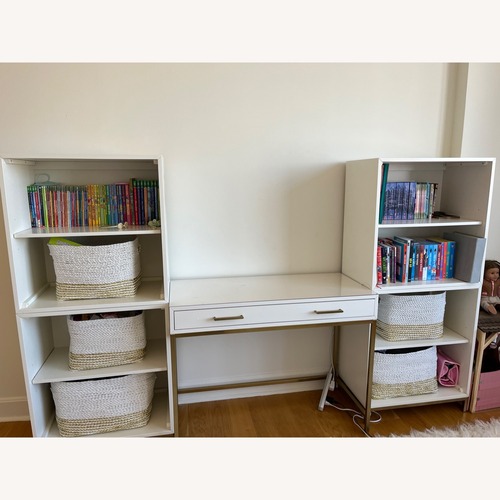 Used Pottery Barn White Blaire Desk & Bookcase for sale on AptDeco