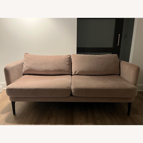 Used West Elm Pink Auburn Velvet 2 Seater Sofa for sale on AptDeco