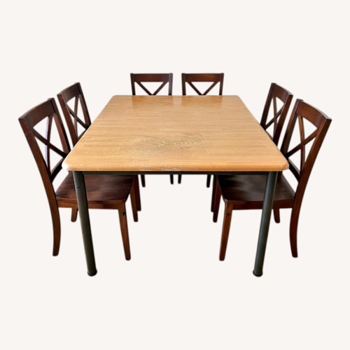 Used Wood Dining Table + 6 Chairs for sale on AptDeco