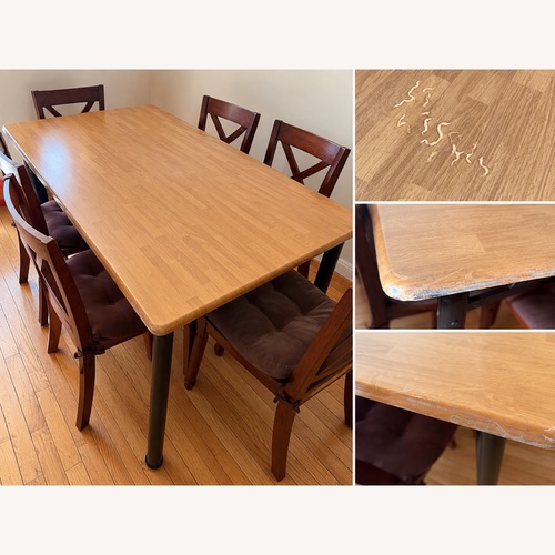 Used Wood Dining Table + 6 Chairs for sale on AptDeco