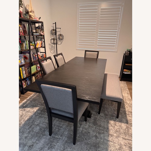 Used Charcoal Oak Wood Dining Set for sale on AptDeco