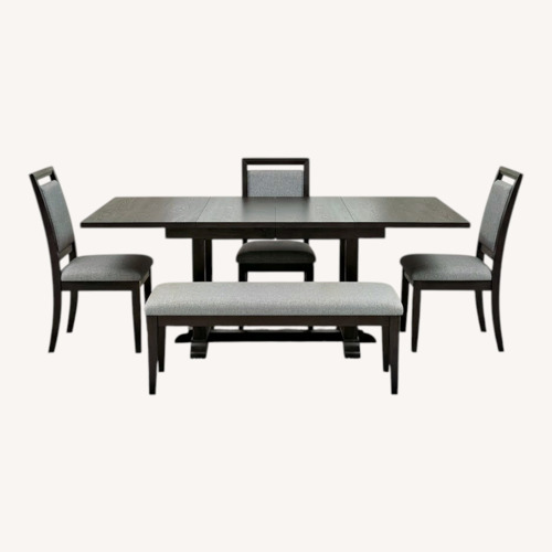 Used Charcoal Oak Wood Dining Set for sale on AptDeco
